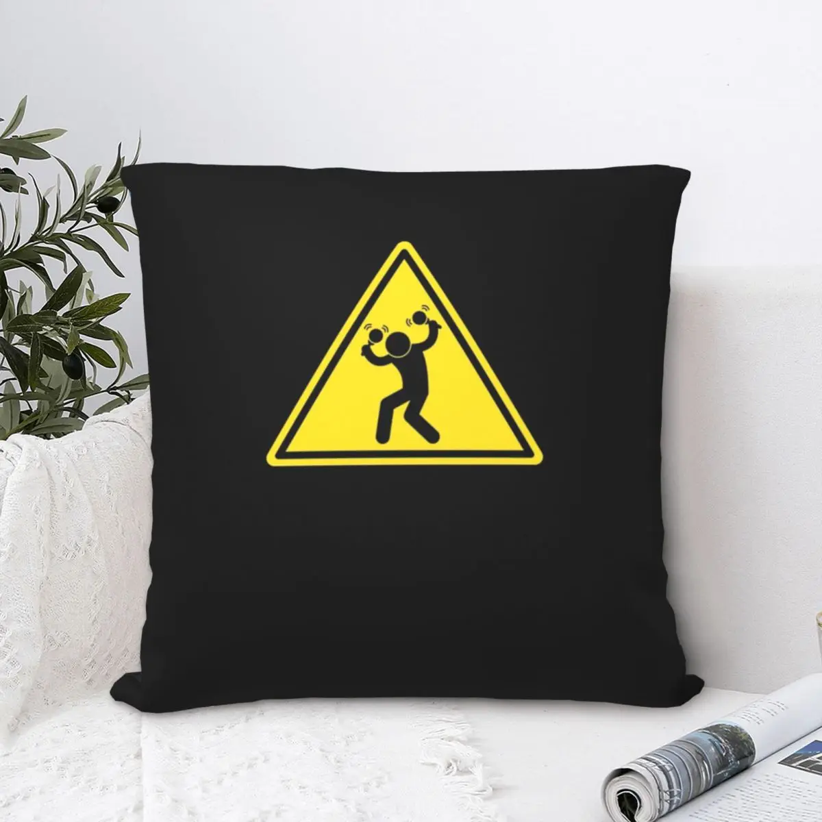 

Funny Percussion Warning Square Pillowcase Polyester Pillow Cover Velvet Cushion Zip Decorative Comfort Throw Pillow For Home