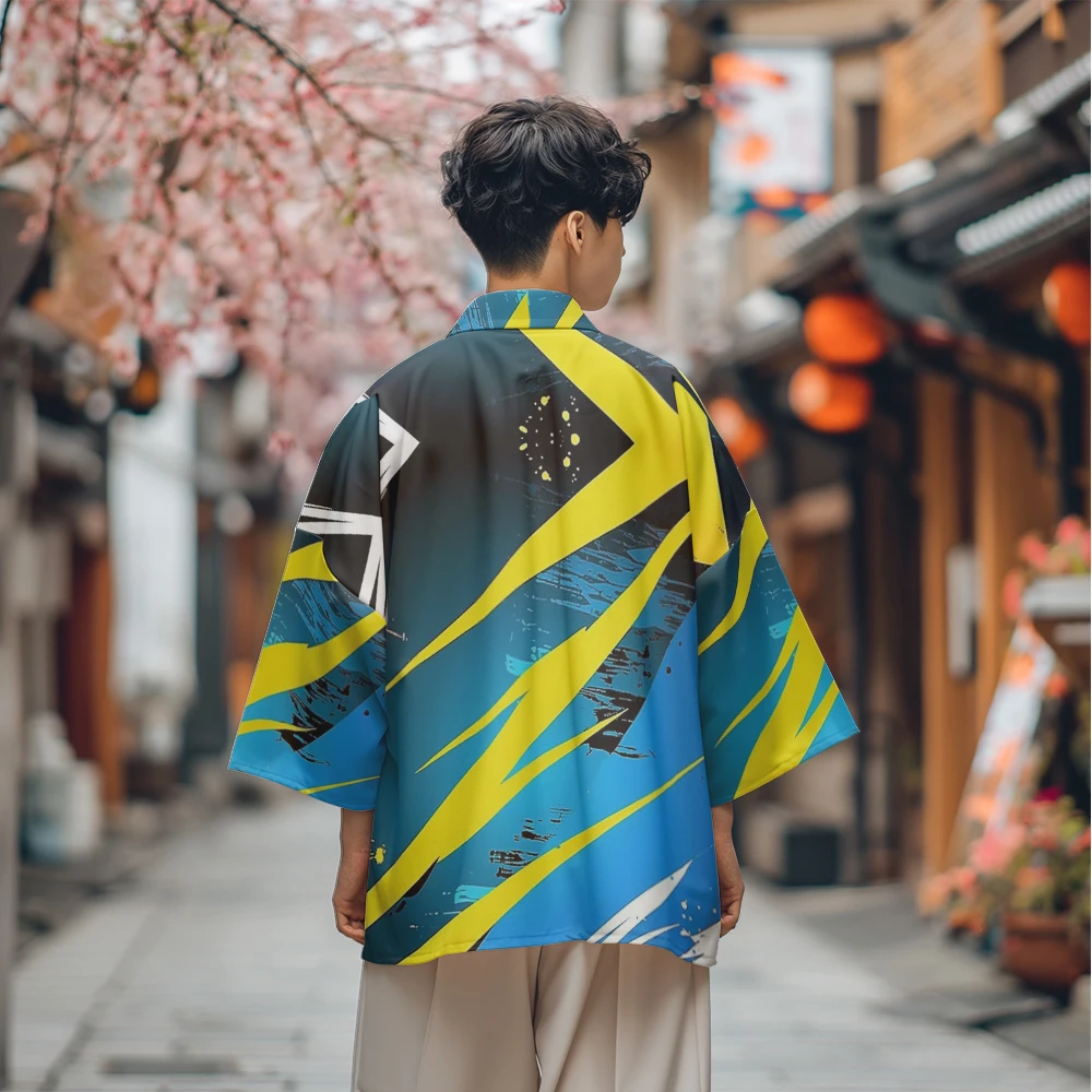 Summer Samurai Kimono Men Cosplay Vintage Haori Streetwear Kimono Japanese Fashion Yukata Popular Cardigan Holiday Robe