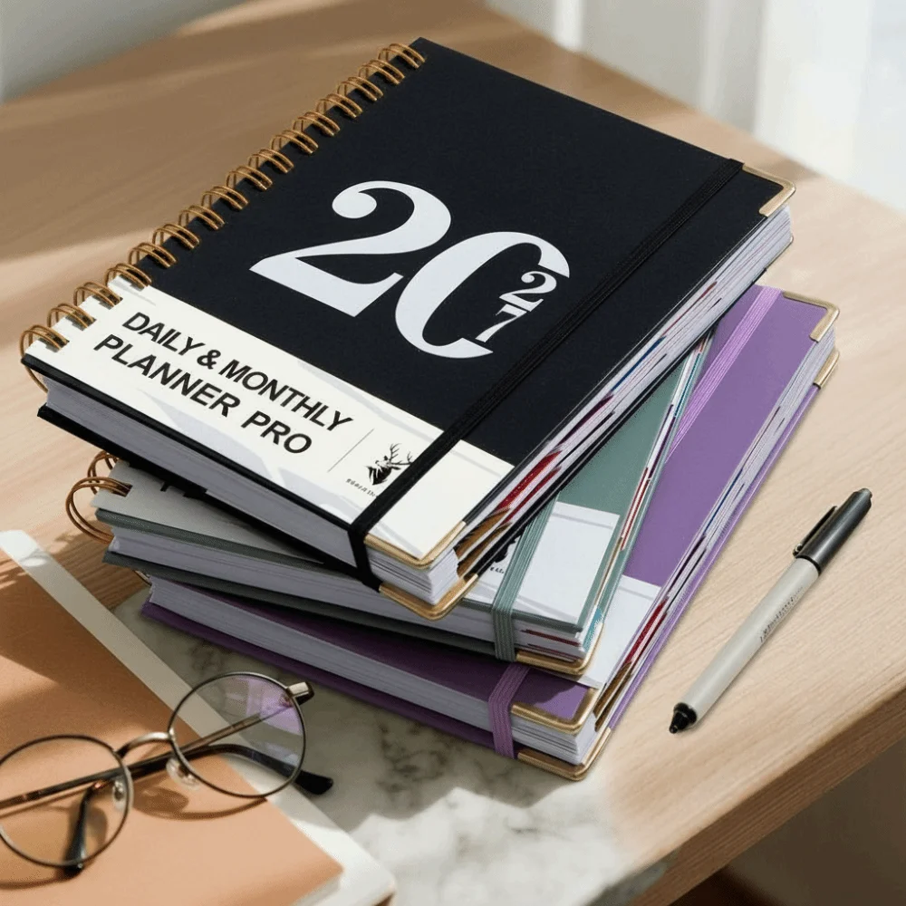 Index Tags 2027 Planner Notebook Spiral Binding A5 Size Daily Plan Schedule Simple Design Clock In Function Coil Diary Book