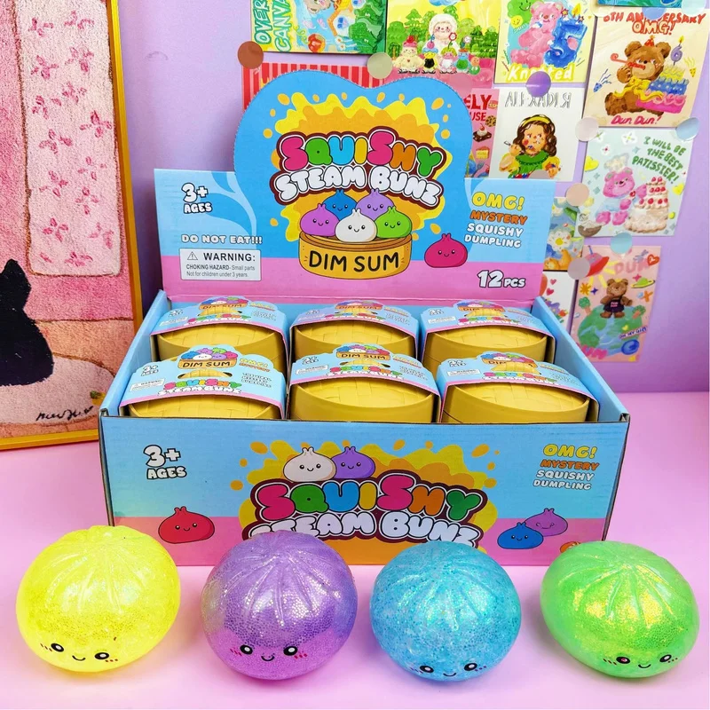 

New Simulation Bun Decompression Toy Fidget Toy Colorful Dough Dumpling Squeeze Ball Rebound Pinch Fun Children'S Birthday Gift