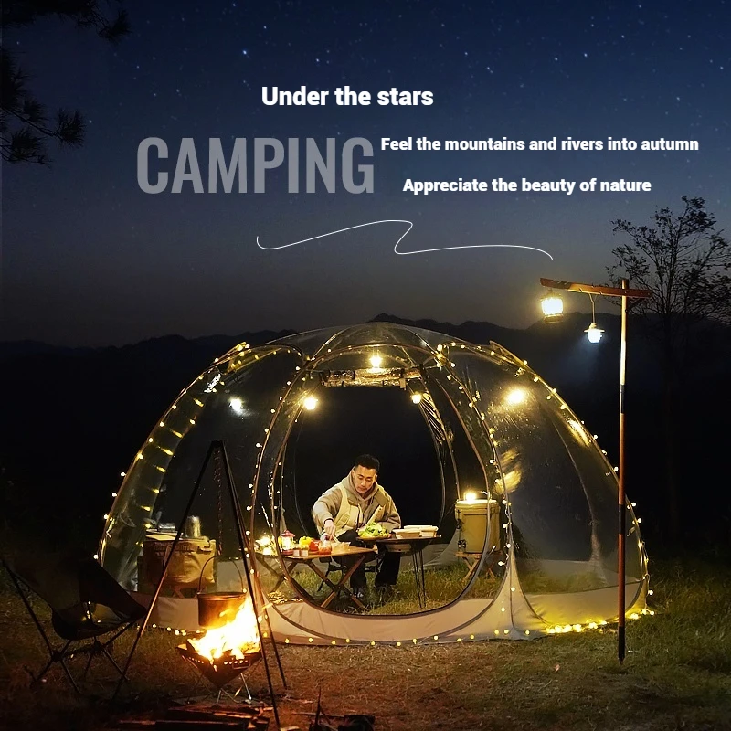 Barraca de acampamento familiar grande, acampamento ao ar livre, viagem, à prova d'água, portátil, pop-up, leve, cúpula transparente, 2 a 10 pessoas