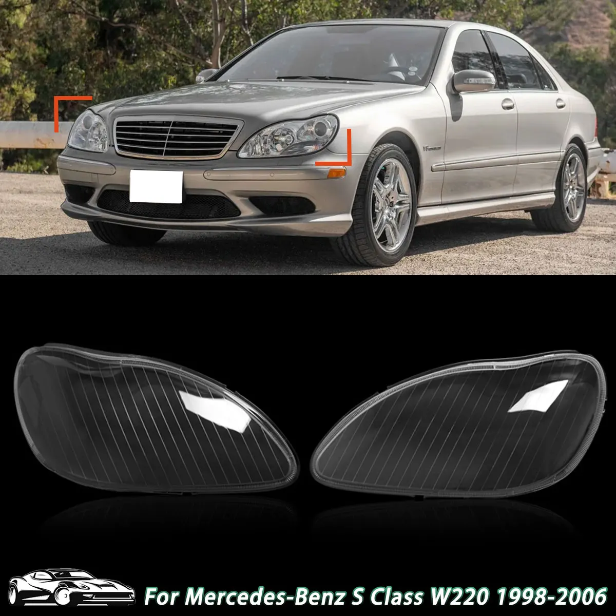 

1 пара прозрачных крышек для фар Mercedes-Benz W220 S430 S500 S600 1998-2006