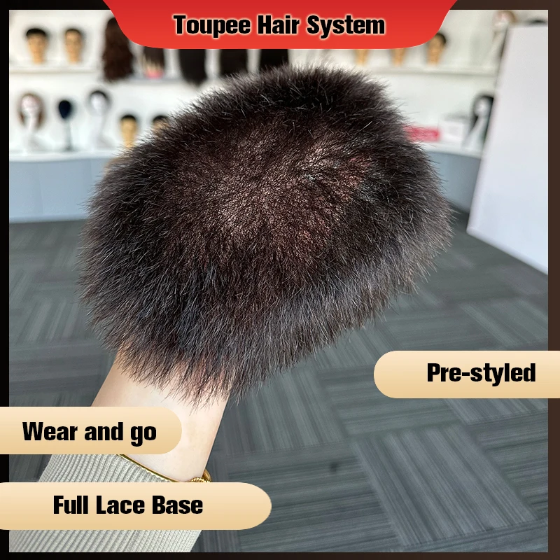 Short Hair PreStyled Toupee For Men Cut Full Lace Base Human Hair System Fashion Unit Wig For Men Male Hair Prosthesis Men\'s Wig