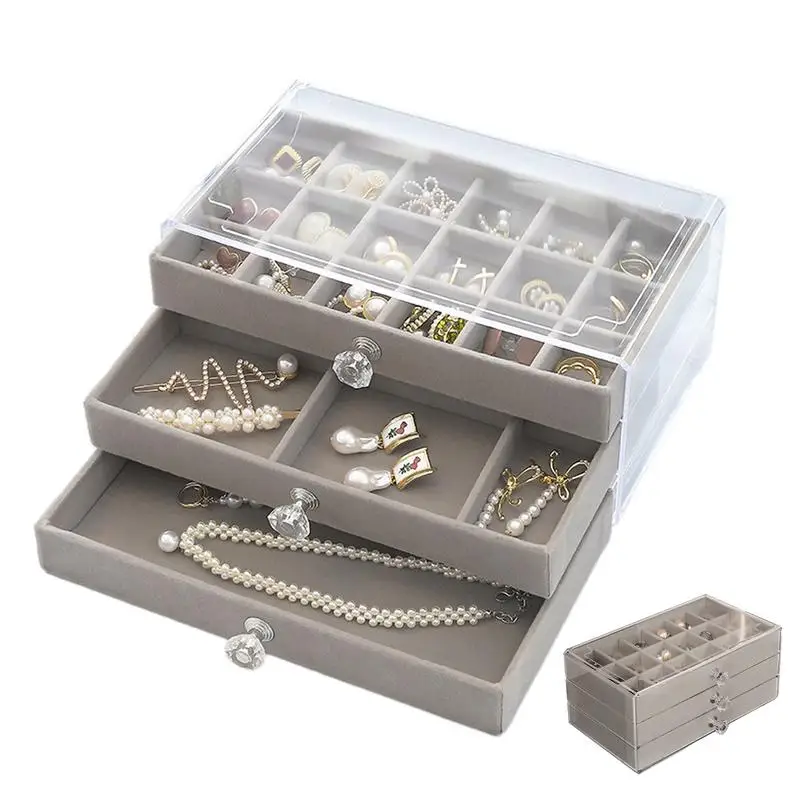 

Jewelry Organizer With Drawers Multi-Layer Scratchproof Multifunctional Jewelry Storage Dustproof Drawer-type Jewelry Organizers