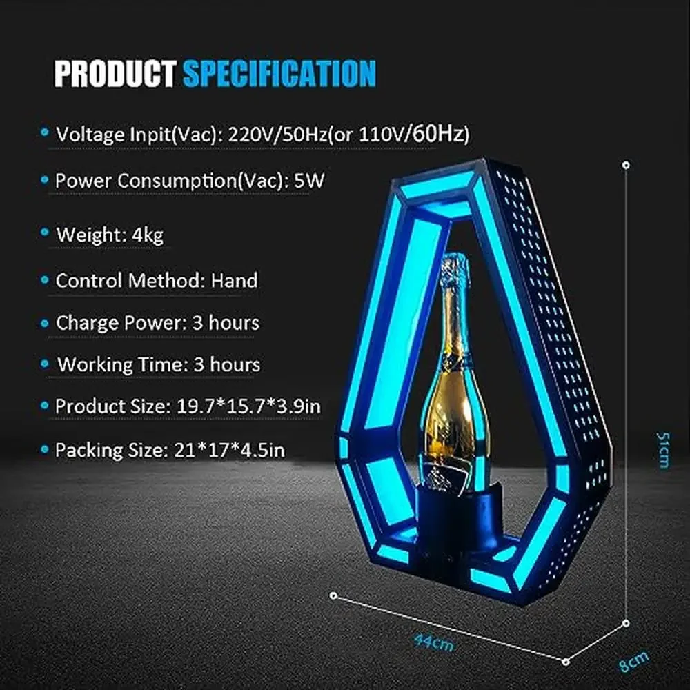 LED Lighted Liquor Bottle Display Shelf Ace of Spade Champagne Presenter Acrylic Capacity Wine Rack Party Sparkler Charger