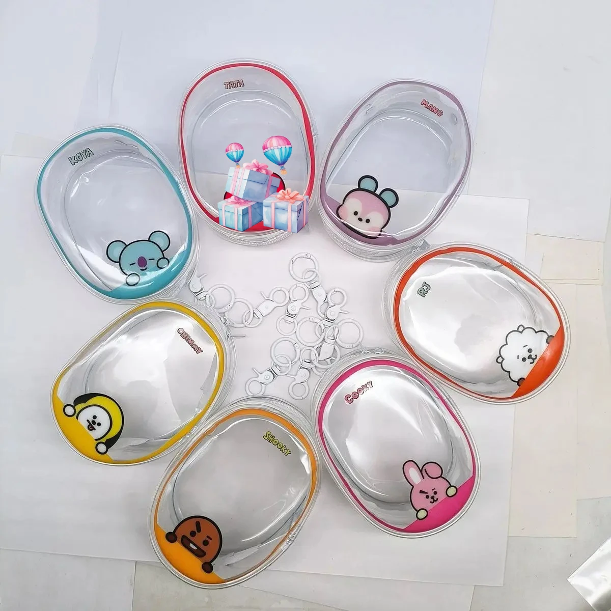 

bt21 doll figurine transparent pendant for easy storage, cartoon zipper doll display bag, pain bag, idol accessories 2026