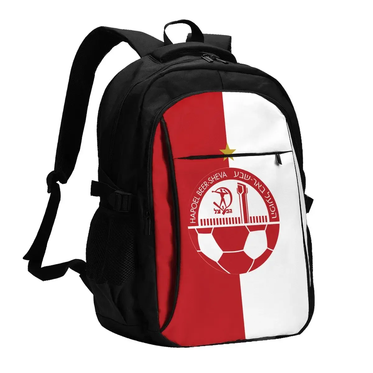 Дорожный рюкзак для ноутбука Hapoel Beer Sheva, деловой водонепроницаемый рюкзак для ноутбука с USB-портом для зарядки, студенческая сумка Дорожный рюкзак для ноутбука Hapoel Beer Sheva, деловой водонепроницаемый рюкзак для ноутбука с USB-портом для зарядки, студенческая сумка