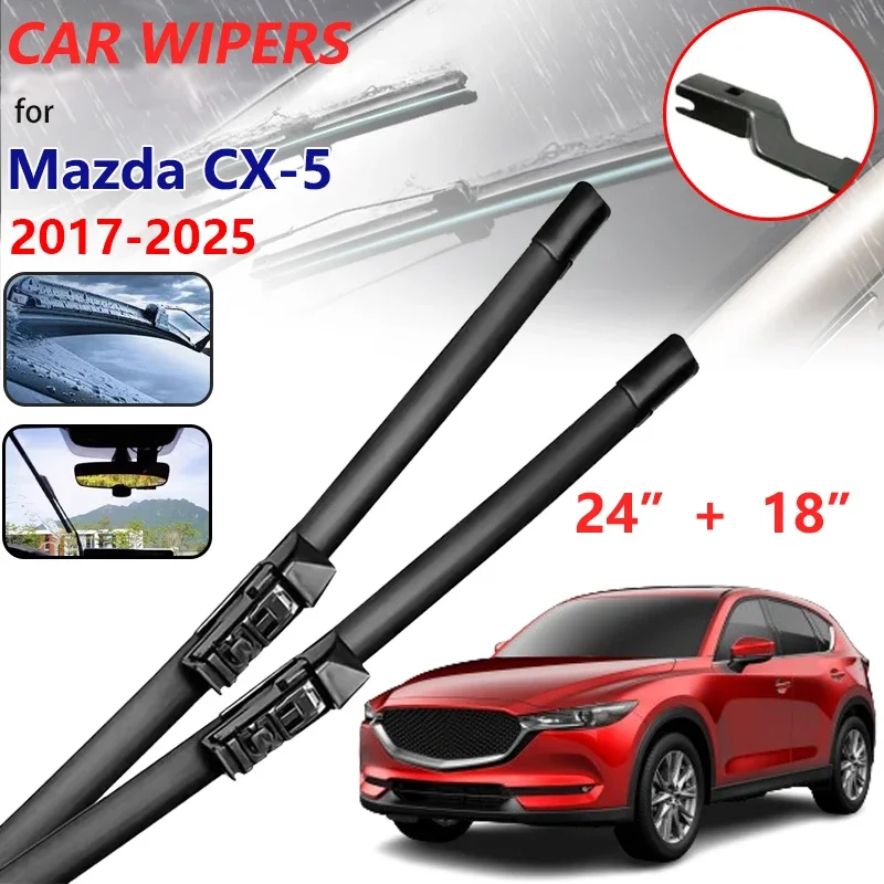 Car Wiper Blades For Mazda CX-5 CX5 CX 5 KF MK2 2017-2025 2018 2019 2020 2022 Cutter Boneless Windscreen Windshield Clean Rubber