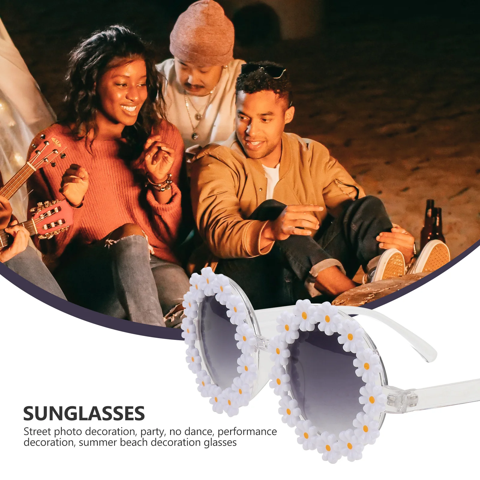 

1Pair Flower Decorative Sunglasses Uv Protection Stylish Eyewear Ergonomic Design Durable Party Photo Prop Fashion Sunglasses