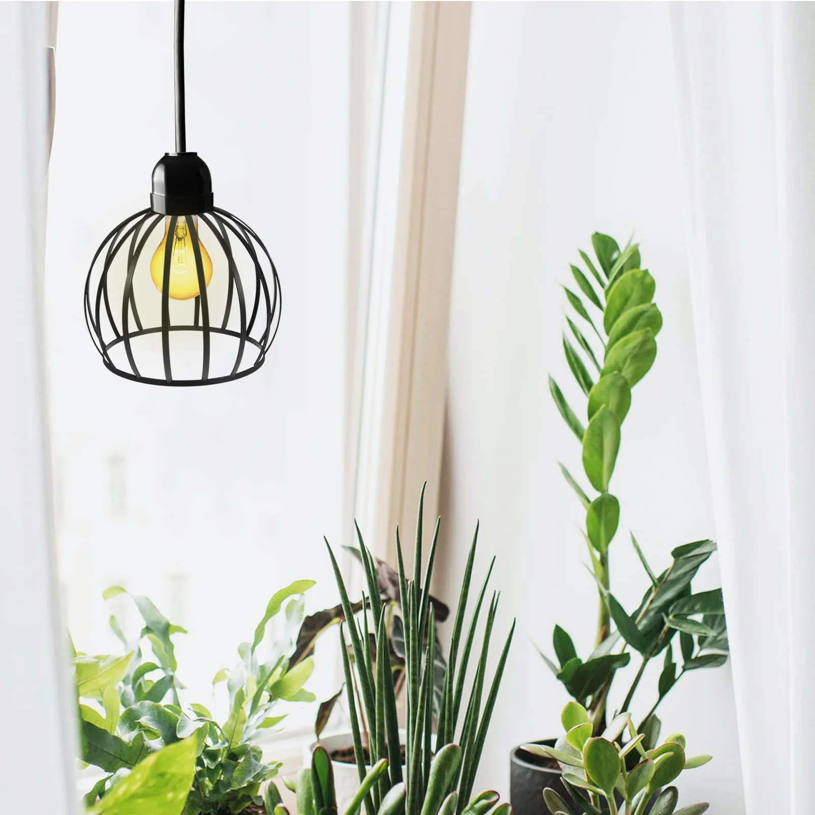 โคมไฟเหล็กวินเทจ ดีไซน์กรงนกแบบโปร่ง รูขนาด 10 มม. ขั้วหลอด E27 ฝาครอบโคมไฟเพดานแบบตาข่ายโลหะ สำหรับตกแต่งห้องนอน ห้องครัว