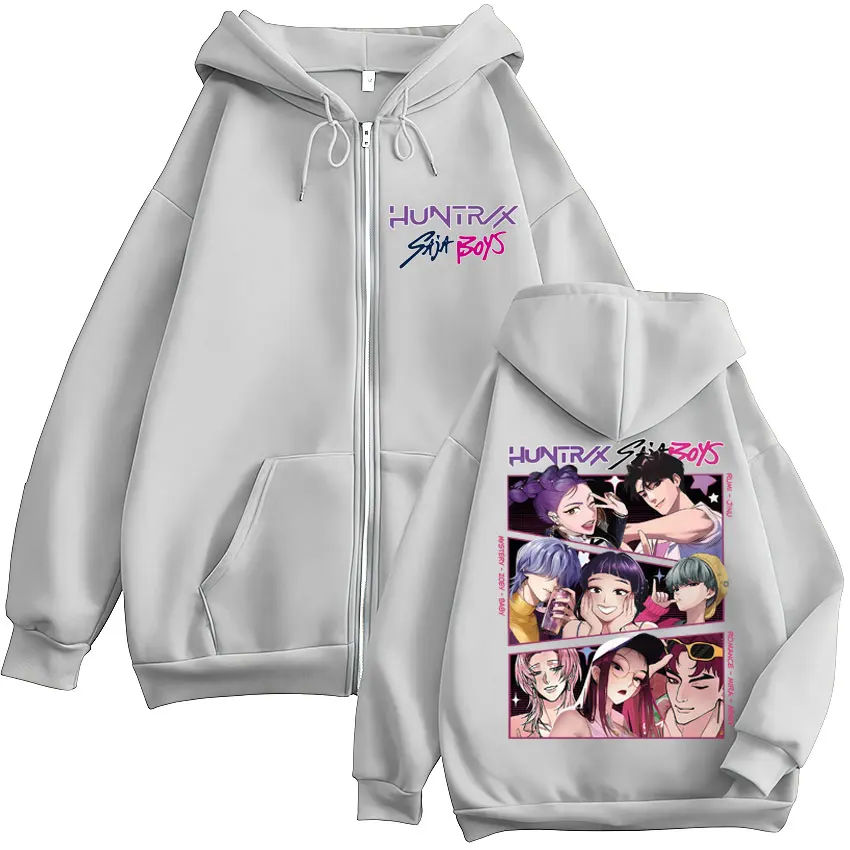 Anime Kpop Demon Hunters Saja Boy Huntrix Zip Up Hoodies Fashion Popular Y2k Manga Tracksuit Men Women Fleece Oversized Jackets