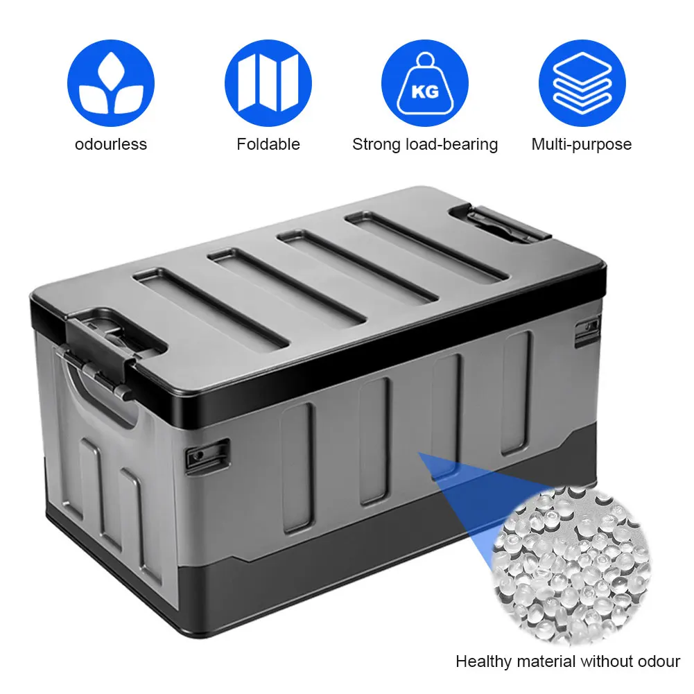 

Автомобильный органайзер для багажника 60 л с крышкой и ручками, портативный складной контейнер для хранения, вместительный бокс для сортировки в багажнике, автомобильные аксессуары