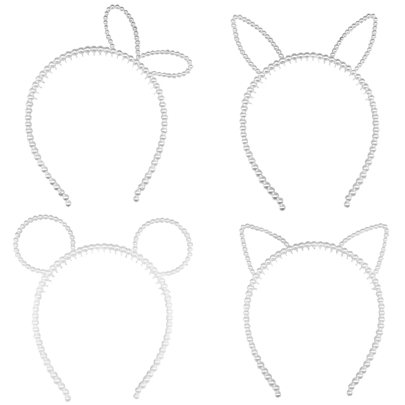 Cute Pearl Plastic Cat Ears Cartoon Headband Fashion Rabbit Ear Comb Hairbands Sweet Girls' Head Band Hair Accessories