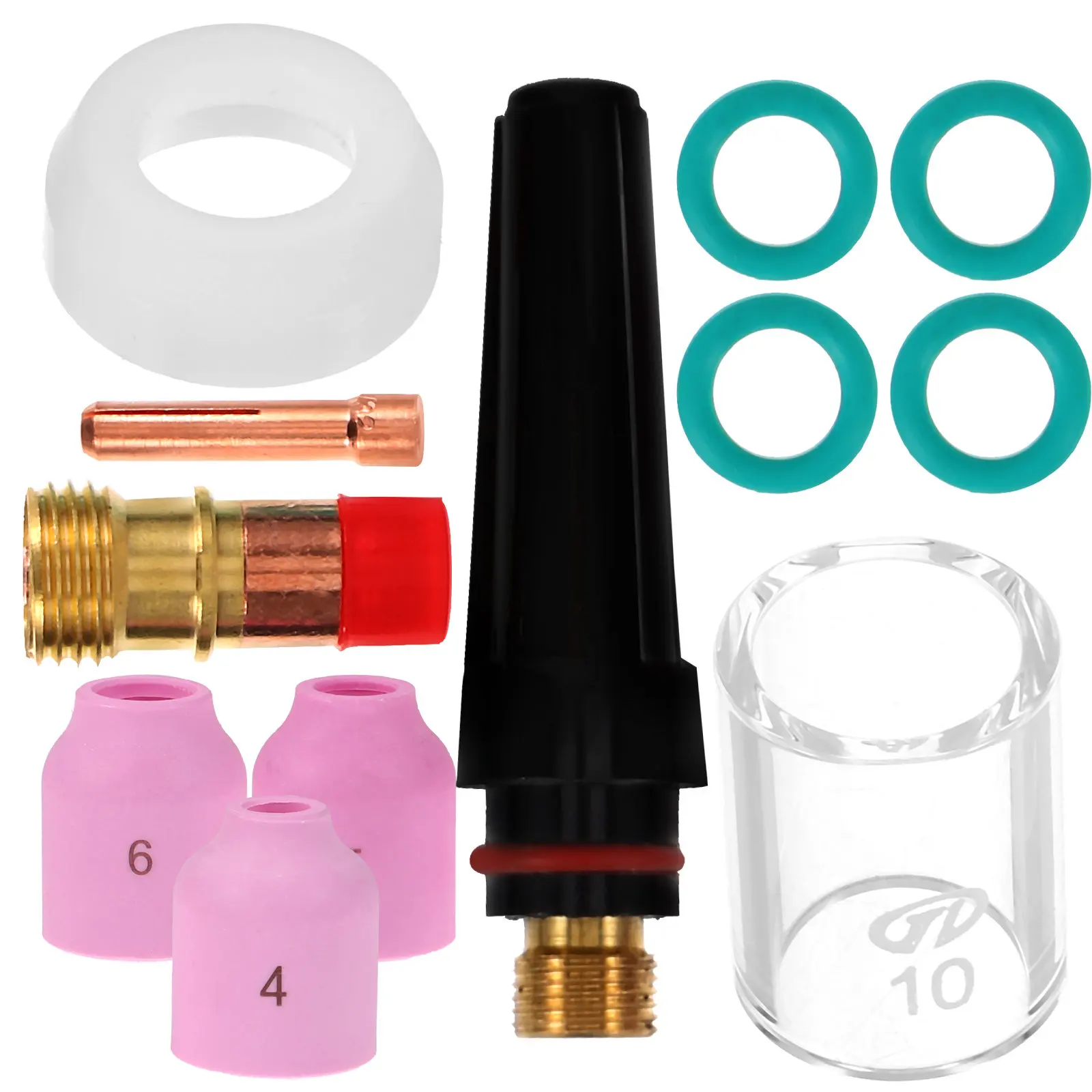 1Set Arc Welding Torch Accessories Tig Cup Wire Mesh Screen Stainless Steel Clamps Nozzle Diffuser Kit