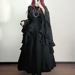NONSAR-faldas de cintura alta estilo gótico para mujer, faldas largas ajustadas de estilo palaciego, Vintage, con botones sólidos, línea A, Irregular, Y2K, color negro