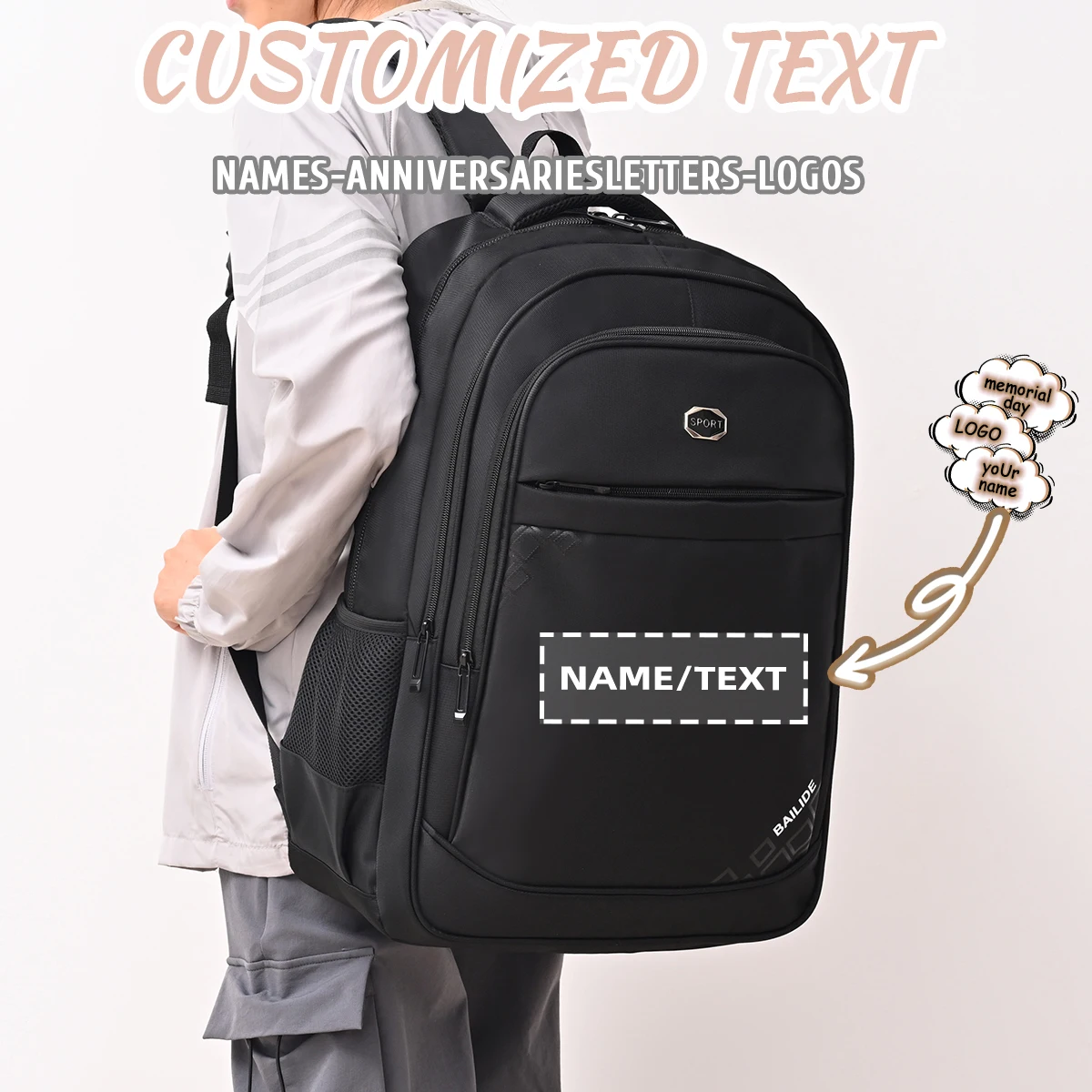 

Logo Customization Men's Large-Capacity Business Commuter Backpack Men's Travel Computer Bag Backpack Exclusive DIY