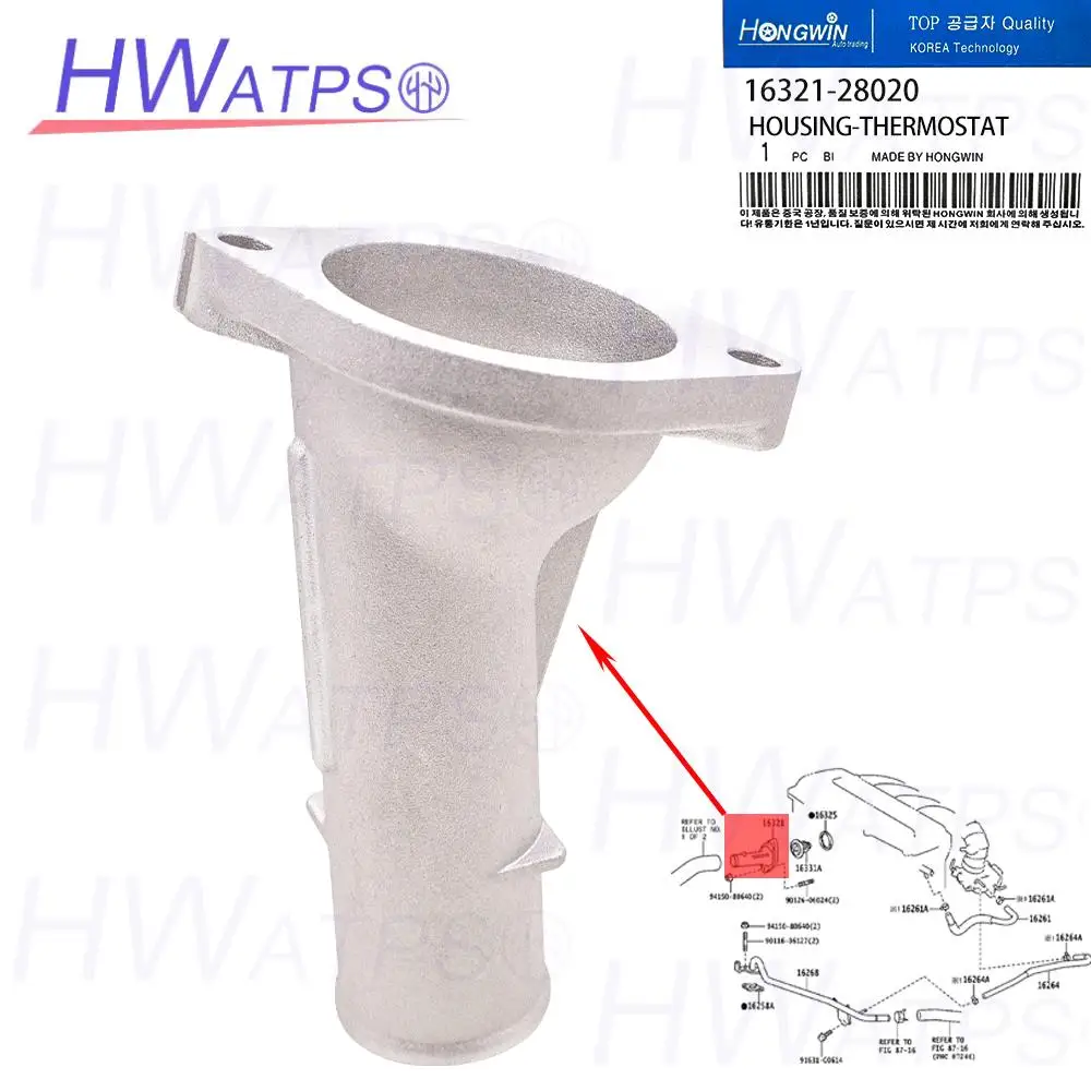 

16321-28020 Engine Coolant Thermostat Housing 163210H011 for Scion xB Toyota Camry Corolla Highlander Matrix RAV4 Solara