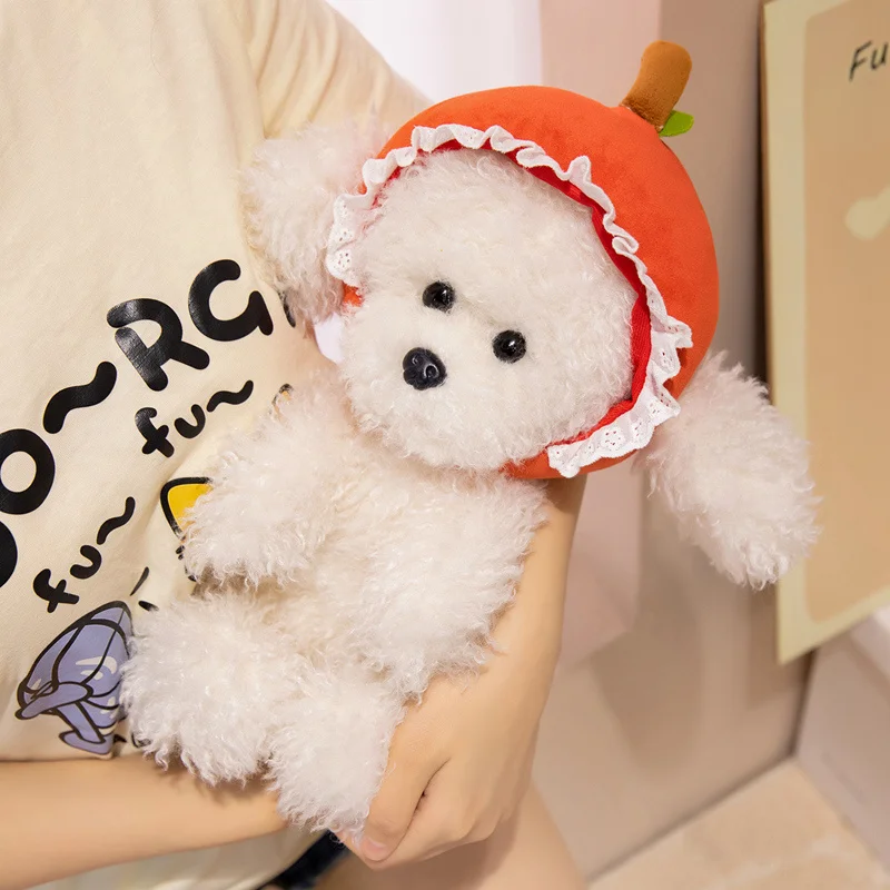 26/32cm Cartoon Cute Teddy Dog Plush Doll Pillow Apple Head Cover Poodle Animal Stuffed Toy Home Decoration Gift For Children