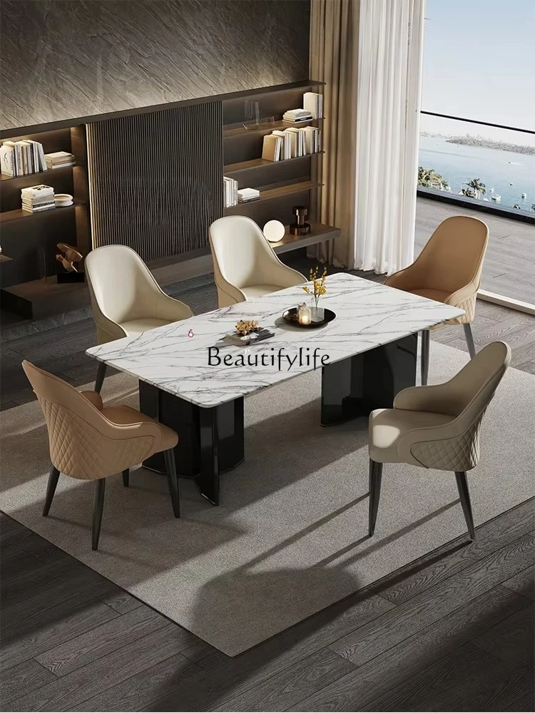 

*natural blue crystal luxury stone dining table Italian rectangular marble dining table