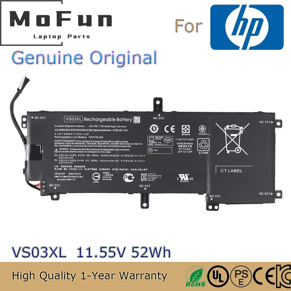 Brand New Original VS03XL 11.55V 52Wh Laptop Battery for HP ENVY 15-AS000 15-AS001 849047-541 849313-850