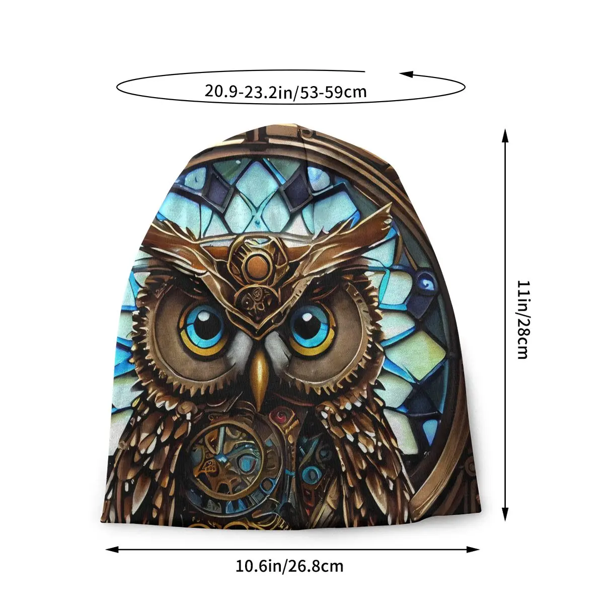 Owl Stained Glass Thin Skullies Beanies Autumn Spring Caps For Men Women Ski Caps Bonnet Hats