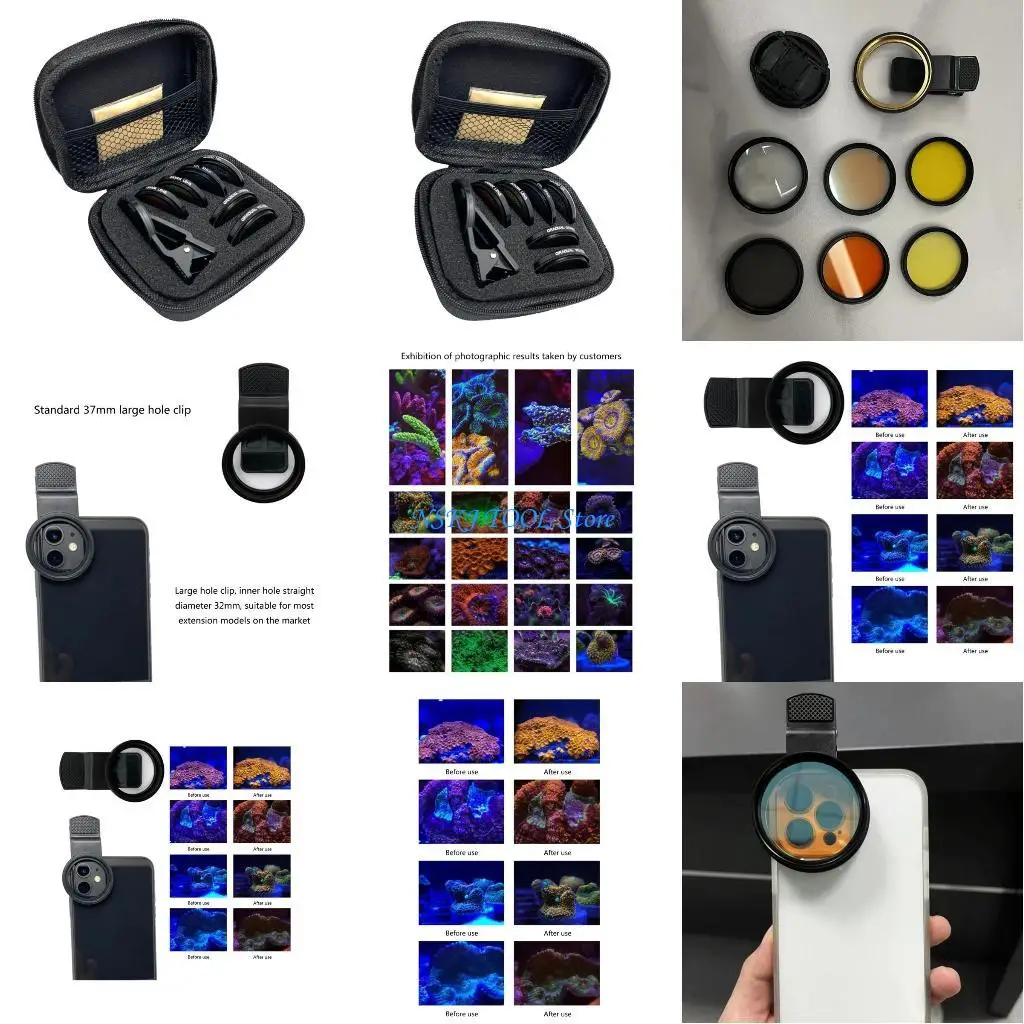 

L8RC Aquarium Fish Cellphone Camera Lens Filter Lens Filter with Lens Clip Camera Lens Filter Photography Tool