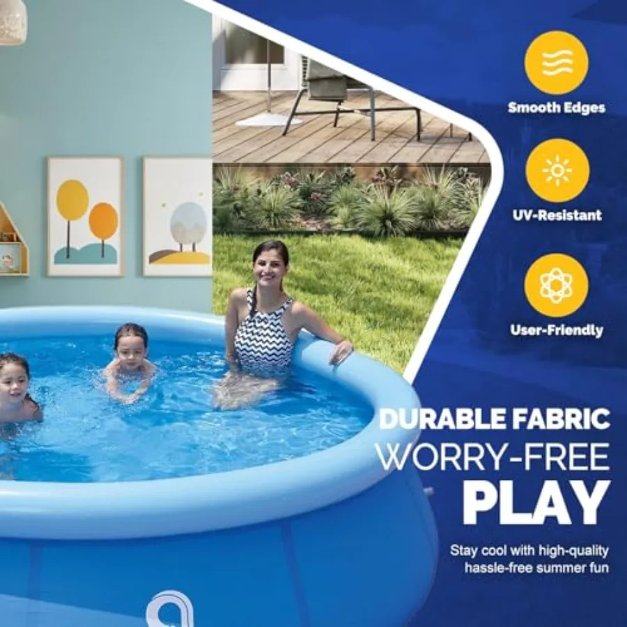 12Feet x 36in Inflatable Swimming Pool, Outdoor Above Ground Blow Up Pools