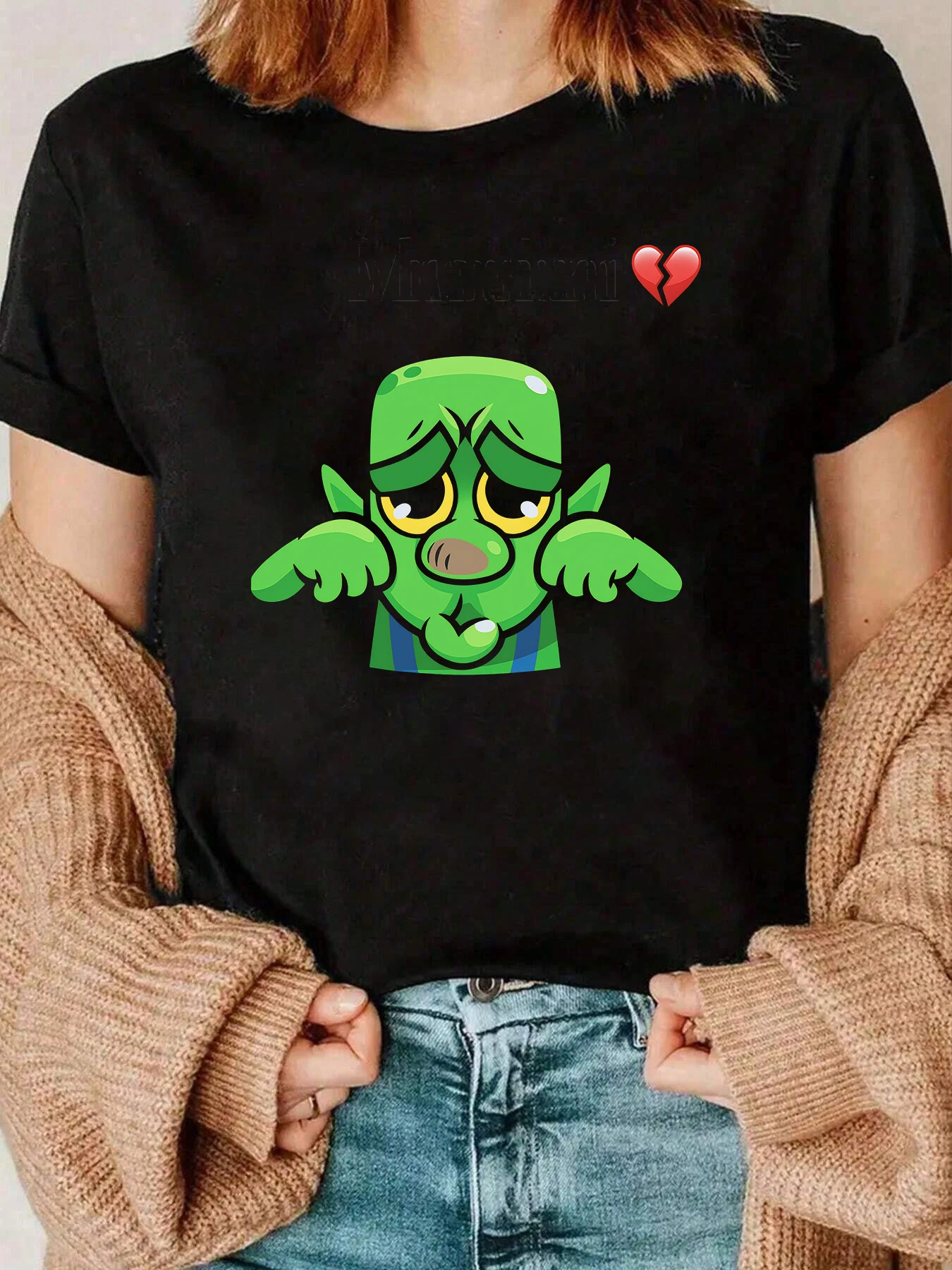 

Green Goblin Face Print Halloween T Shirt Casual Wear Women 220g
