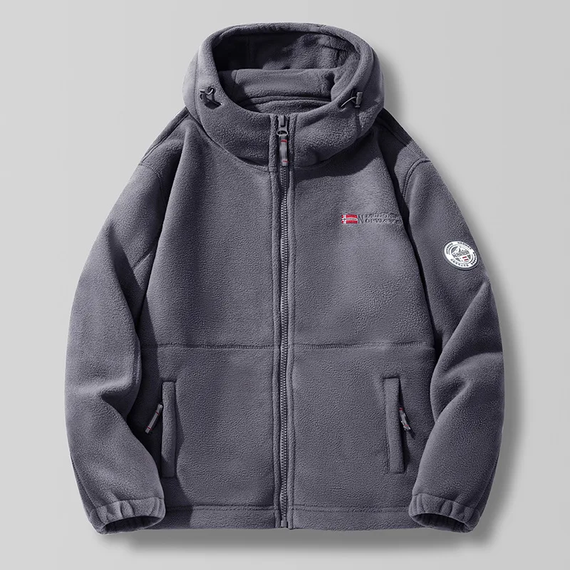 Man Jacket Autumn Winter New Warm Thicken Fleece Cold-proof Hooded Men Coat Zipper Long Sleeve Outdoor Daily Male Outerwear