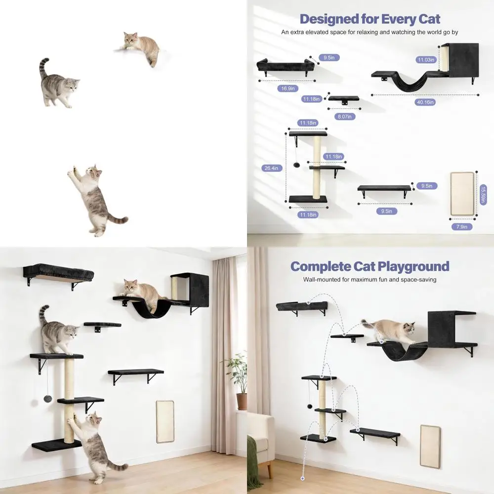 

Набор настенных полок для кошек 6-в-1: для лазания, укрытия, отдыха и царапания