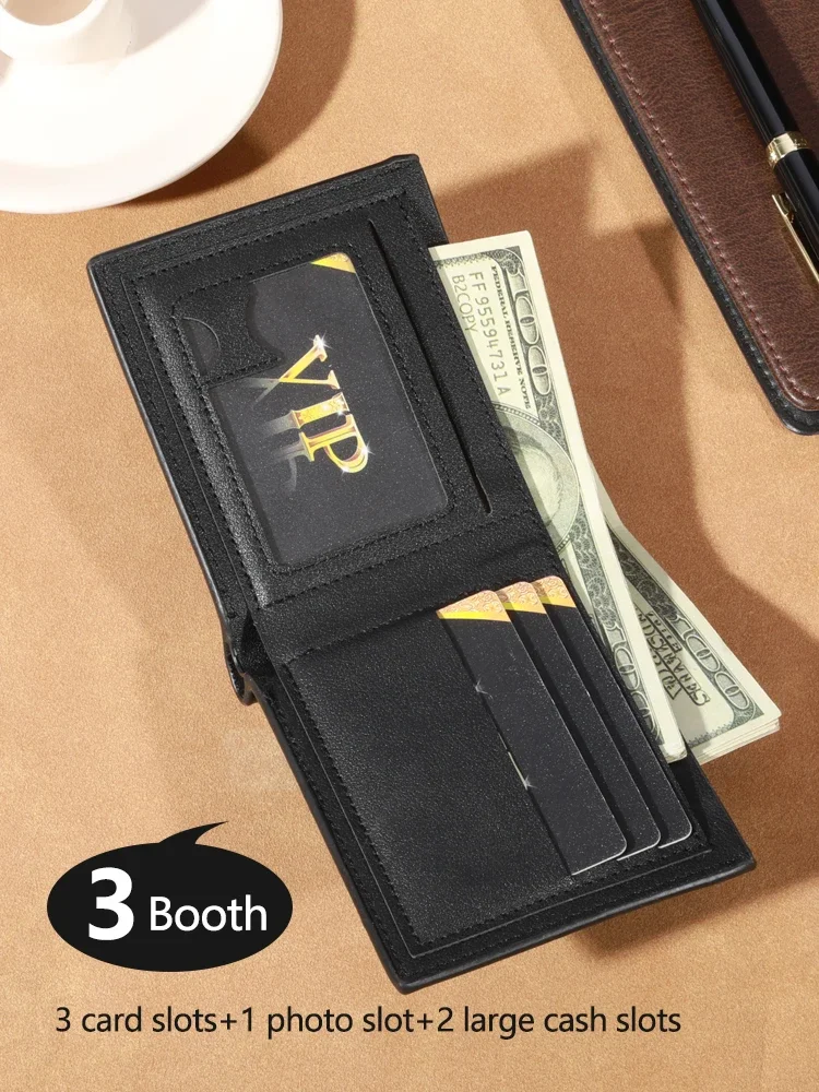 1 قطعة محفظة رجالية قصيرة المال كليب الأعمال عادية أفقية بولي Leather مشبك جلد موضة سعة كبيرة محفظة جلدية ناعمة #2