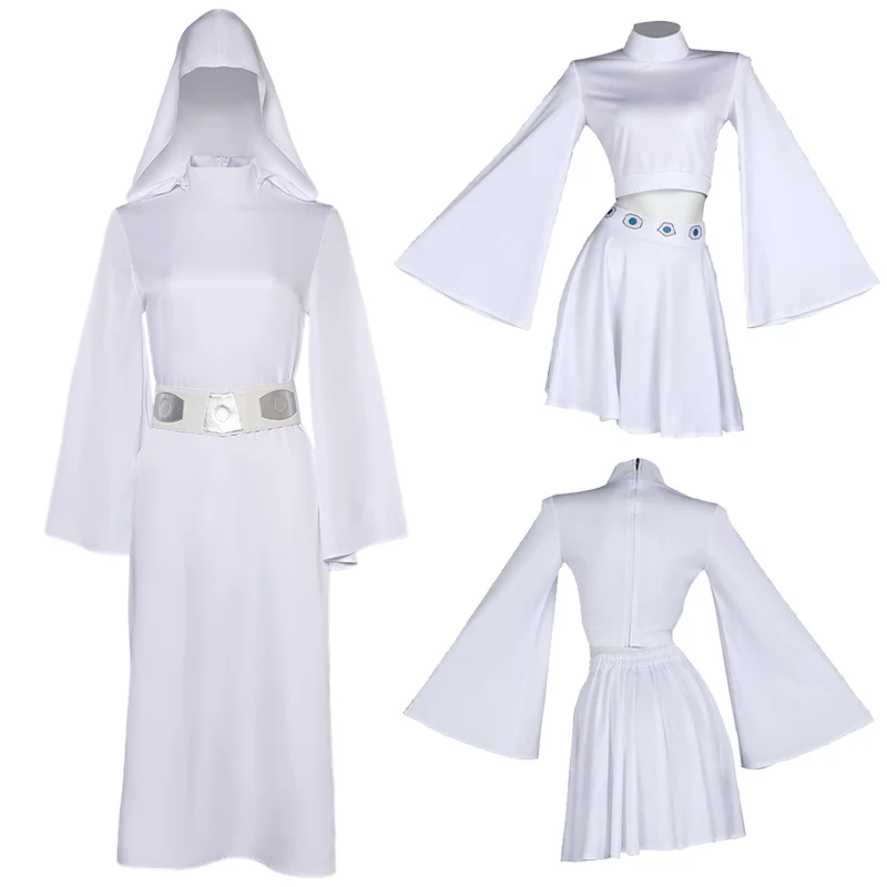 

Костюм принцессы Леи для косплея, фэнтезийное платье, юбка, наряд для взрослых женщин и девочек, карнавальный костюм для Хэллоуина, ролевых игр