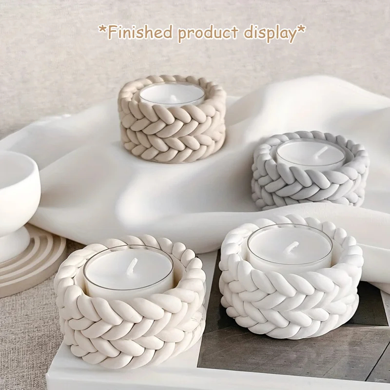 DIY Hanfseil Kerzenhalter Silikonform, Kerzenbasis Gips Dekor Harz Epoxidform, Home Decor Handwerk Aufbewahrungswerkzeuge – Detail 2