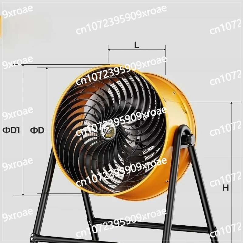 Heavy Duty Floor Fan with 5 Blades,220V High Power Shop Fan, Metal Electric Fans 24 Inch Industrial Floor Drum Fan