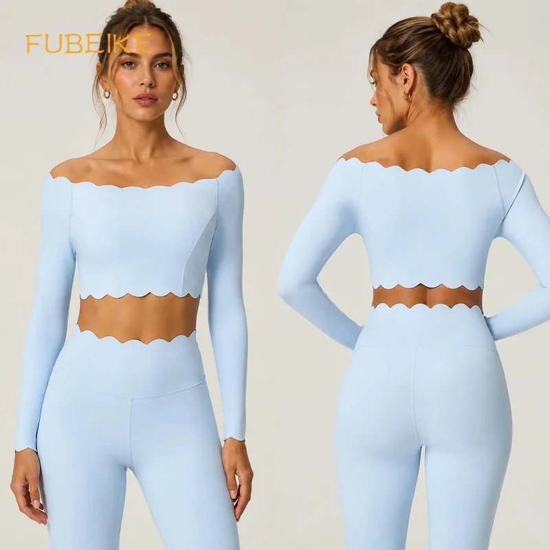 Lace Long Sleeve Top Compression Shirts Sexy Outfits Fitness Yoga Pilates Outfit One Shoulder Sports Breathable Activewear