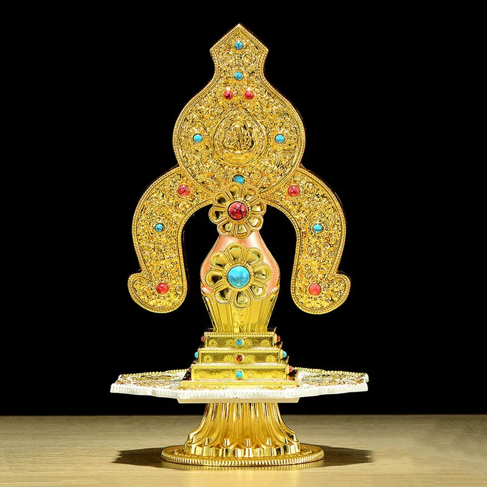 

Buddhist offering ornaments, Gold-plated Doma Tsok Alloy handicrafts, Eight-auspicious magical tools, Home Buddha front ornament
