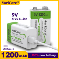 VariCore 6F22- PP3-6LR61 -9V lithium-ion rechargeable battery/USB Type-C /1200mAh/multimeter/wireless microphone/smoke alarm