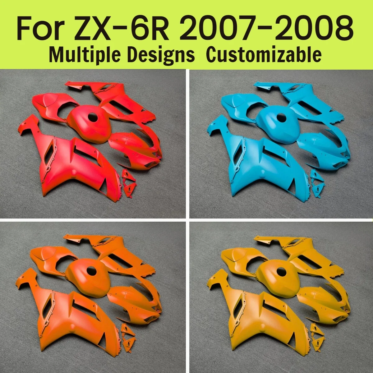 

Для Kawasaki ZX-6R 2007-2008: Полный комплект красных пластиковых обтекателей (обвес) для мотоцикла ZX6R 07-08