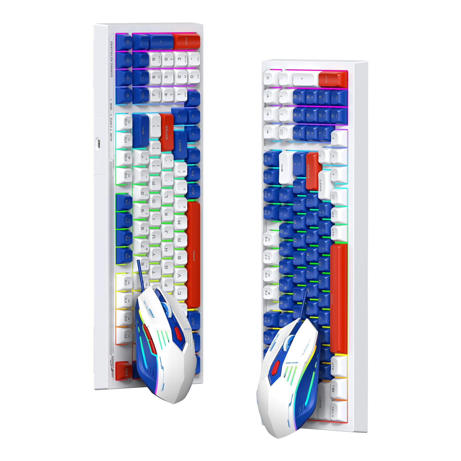 

T61 Keyboard and Mouse Set Gaming Computer USB Wired English Keyboard 98 Multi-Color Keycap with RGB LED Backlight Laptop Mouse