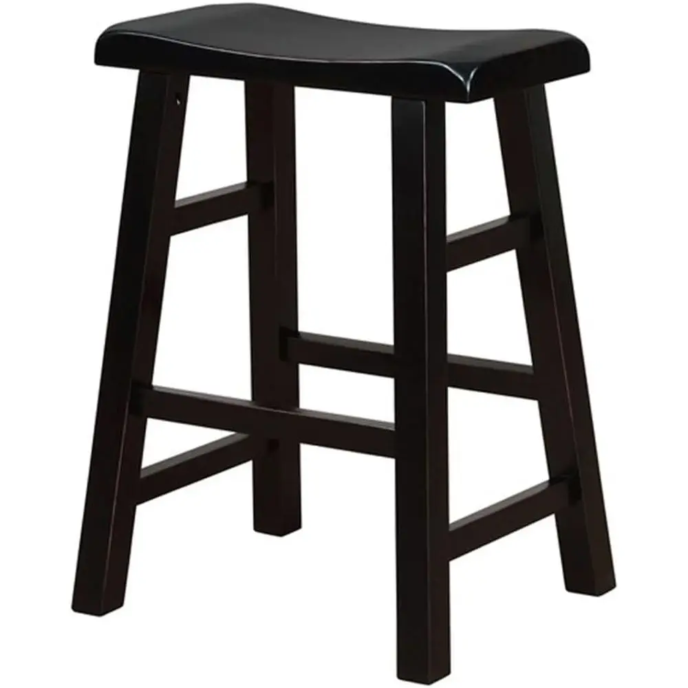 Sturdy Wooden 24-Inch High Kitchen Bar Stools in Black