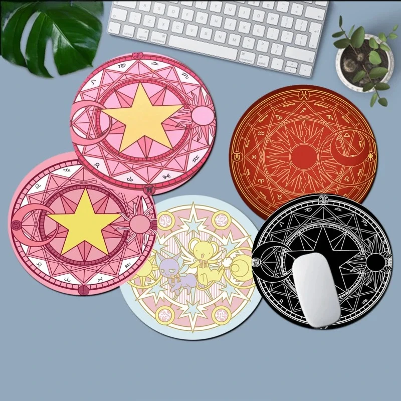 Moda anime magia matriz de borracha macia profissional gaming mouse pad circular dos desenhos animados mouse pad para computador portátil notebook