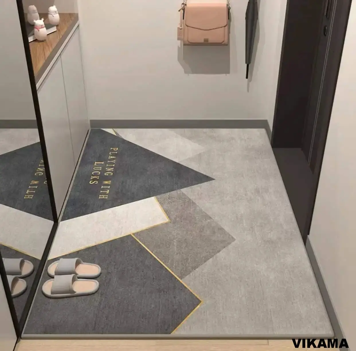 VIKAMA Crystal Velvet Material Entry  Entry Carpet Home Door Mat Light Luxury Northern Europe Can Cut Porch Non-slip Rug