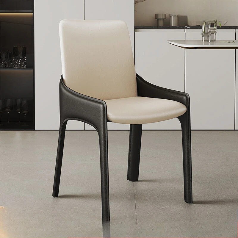 ‌Italian Saddle Leather Dining Chair Scandinavian Modern Office Chair Multi-Functional Vanity/Desk Chair for Hotel/Home