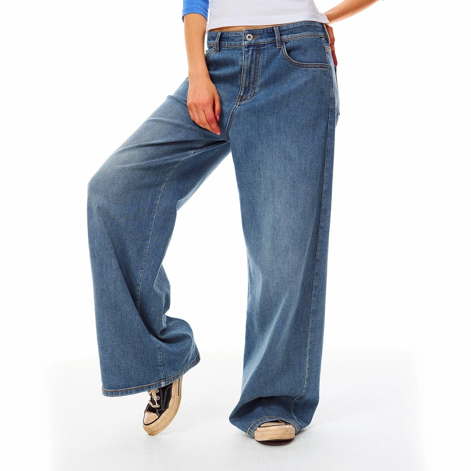 

Y2K Baggy Jeans for Women Trendy Mid Rise Casual Straight Leg Boyfriend Jeans Denim Pants with Pocket Streetwear