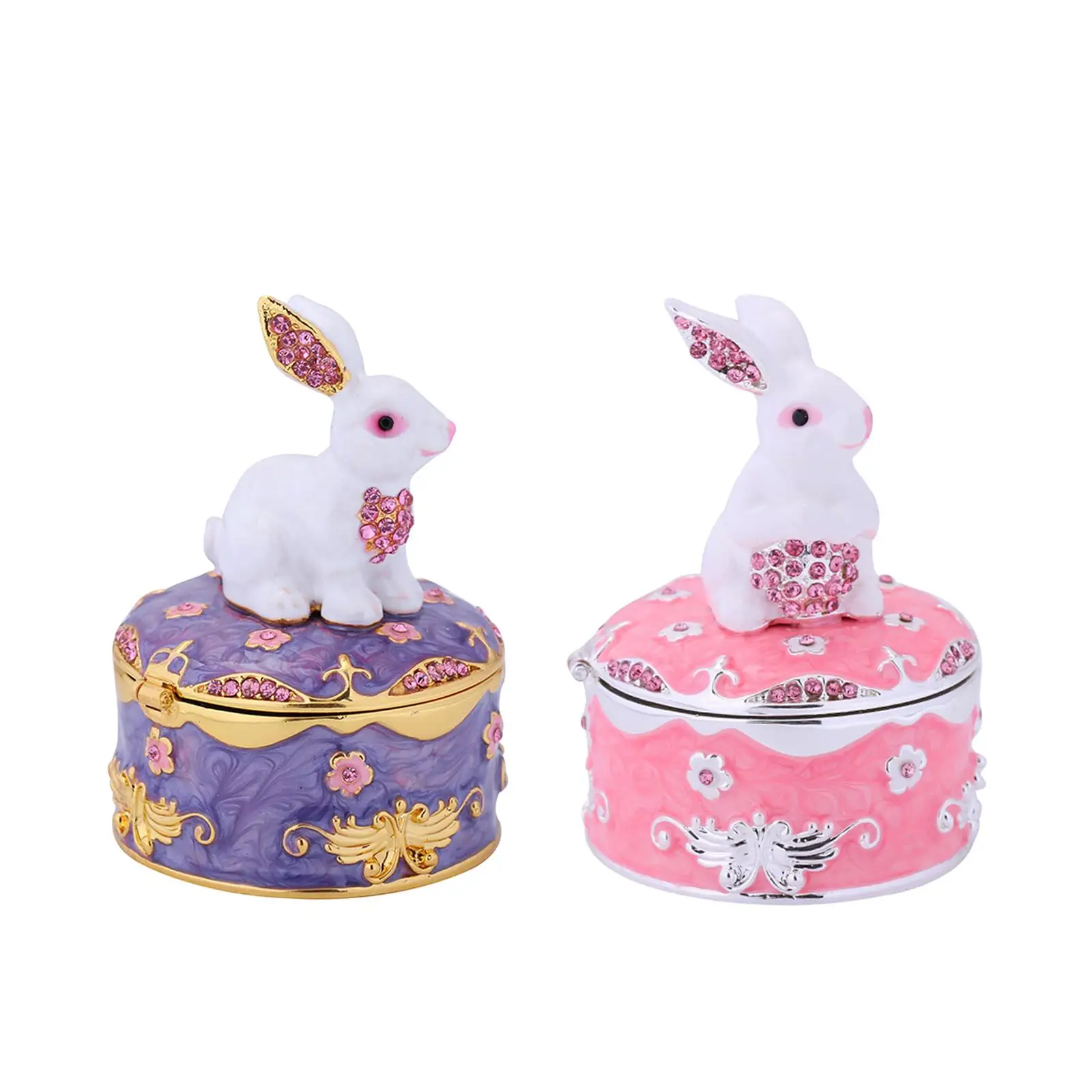 Cute Rabbit Jewelry Box Womens Creative Keepsake Box Jewelry Ring Holder Box for Earrings Rings Necklaces Pendants Birthday Gift