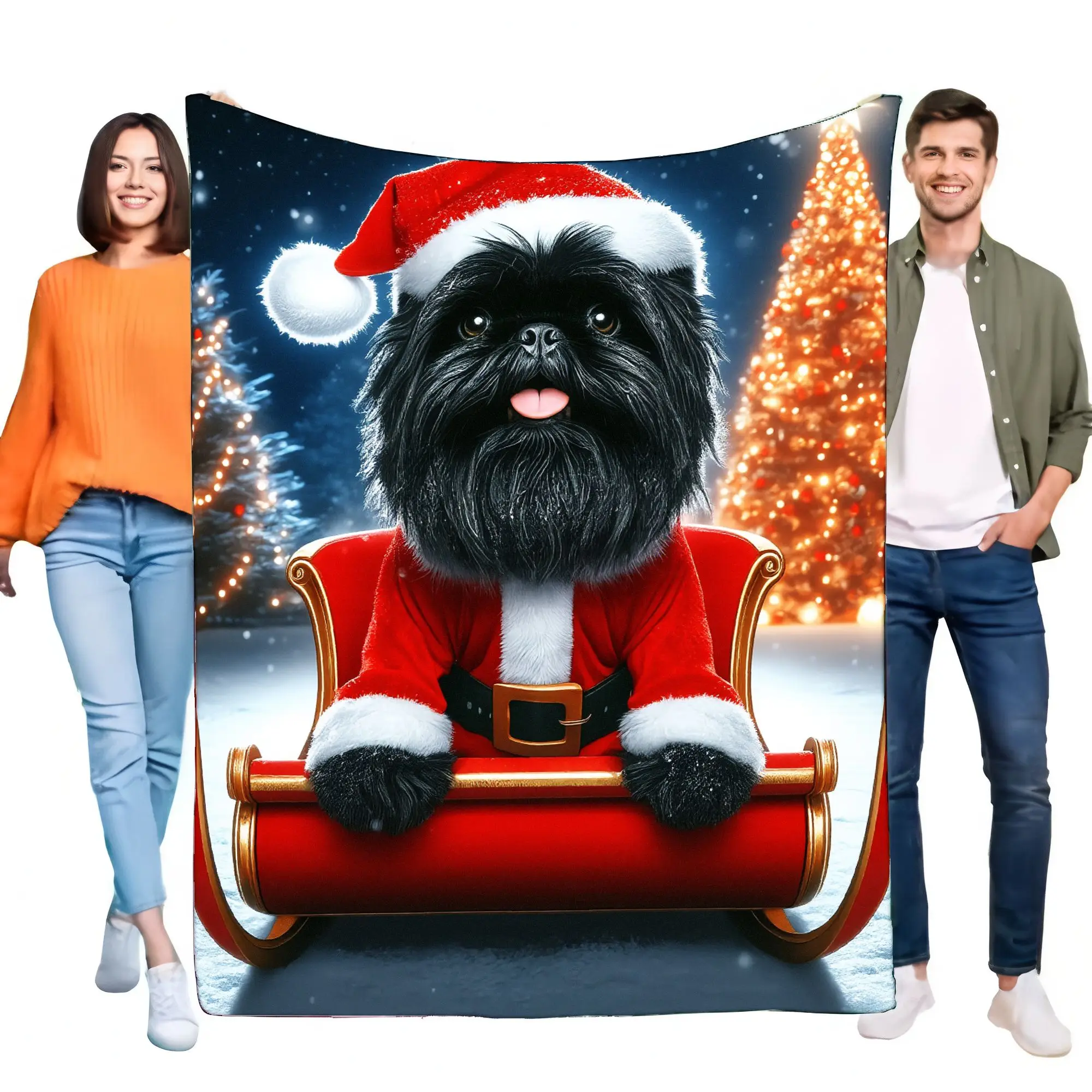 Christmas Dog Blanket Cozy Soft Throw featuring Adorable Santa Pooch, Perfect for Holiday Decor and Warm Snuggles, Gift for Pet