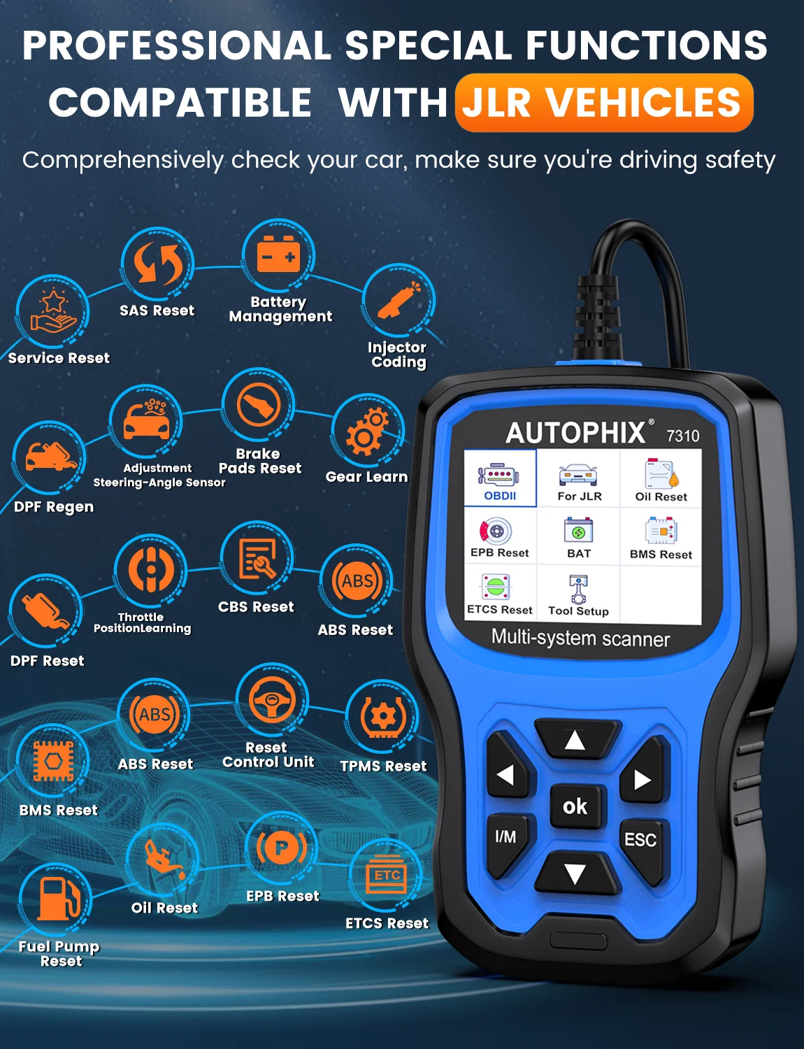 Autophix 7310 OBD2 Scanner for For Land Rover For Jaguar All System Auto Scan ABS SAS D.PF Oil Reset Car Diagnostic Tool