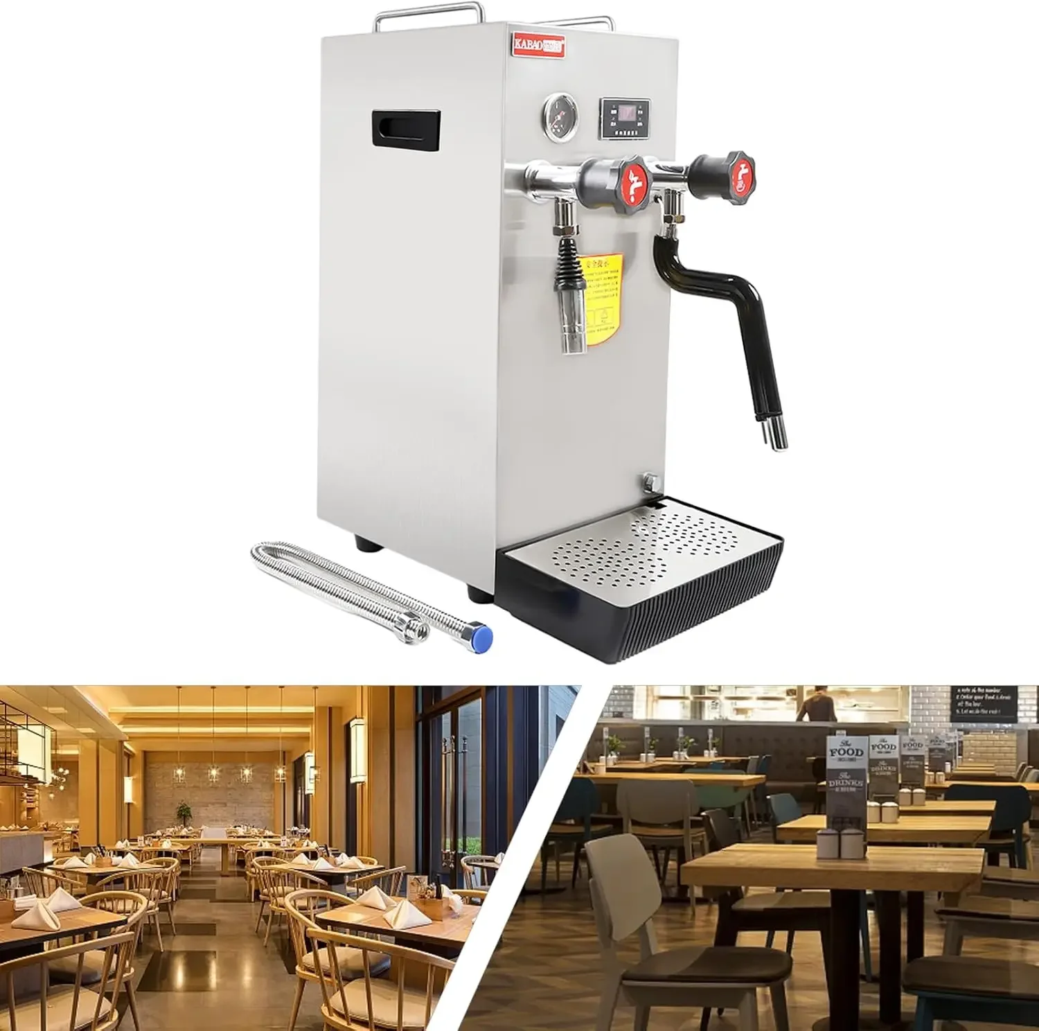 Milk Frother, 8L Multi-Purpose Full-Automatic Steam Boiling Water Frothing Machine, LCD Display Steam Milk Foam Machine, Electri