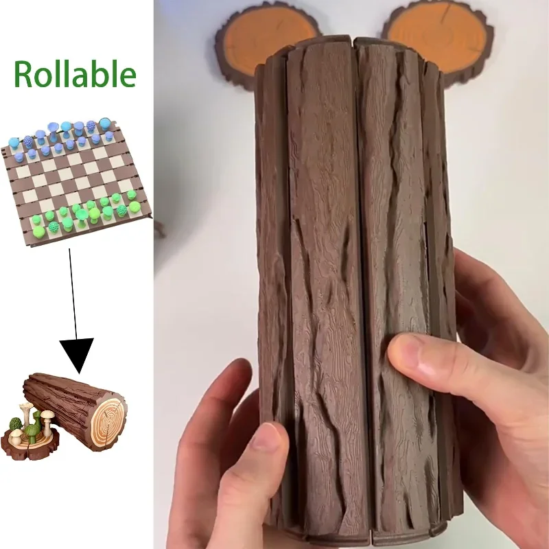 Magnetic Forest Mushrooms Chess Set Forest Chess Set Handcrafted Wooden Board Design 3D Game Chess Sets