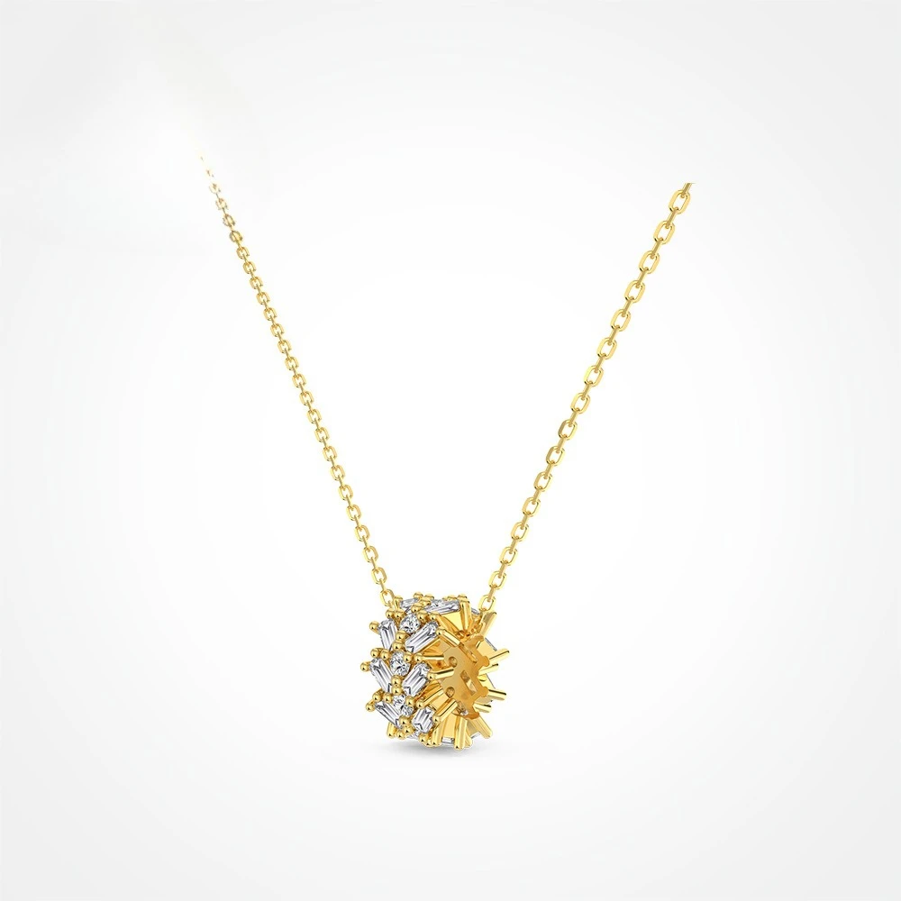 

New S925 Silver Necklace Diamond Pendant Hammer Pattern Exquisite Luxury Women's Clavicle Chain Neck Decoration